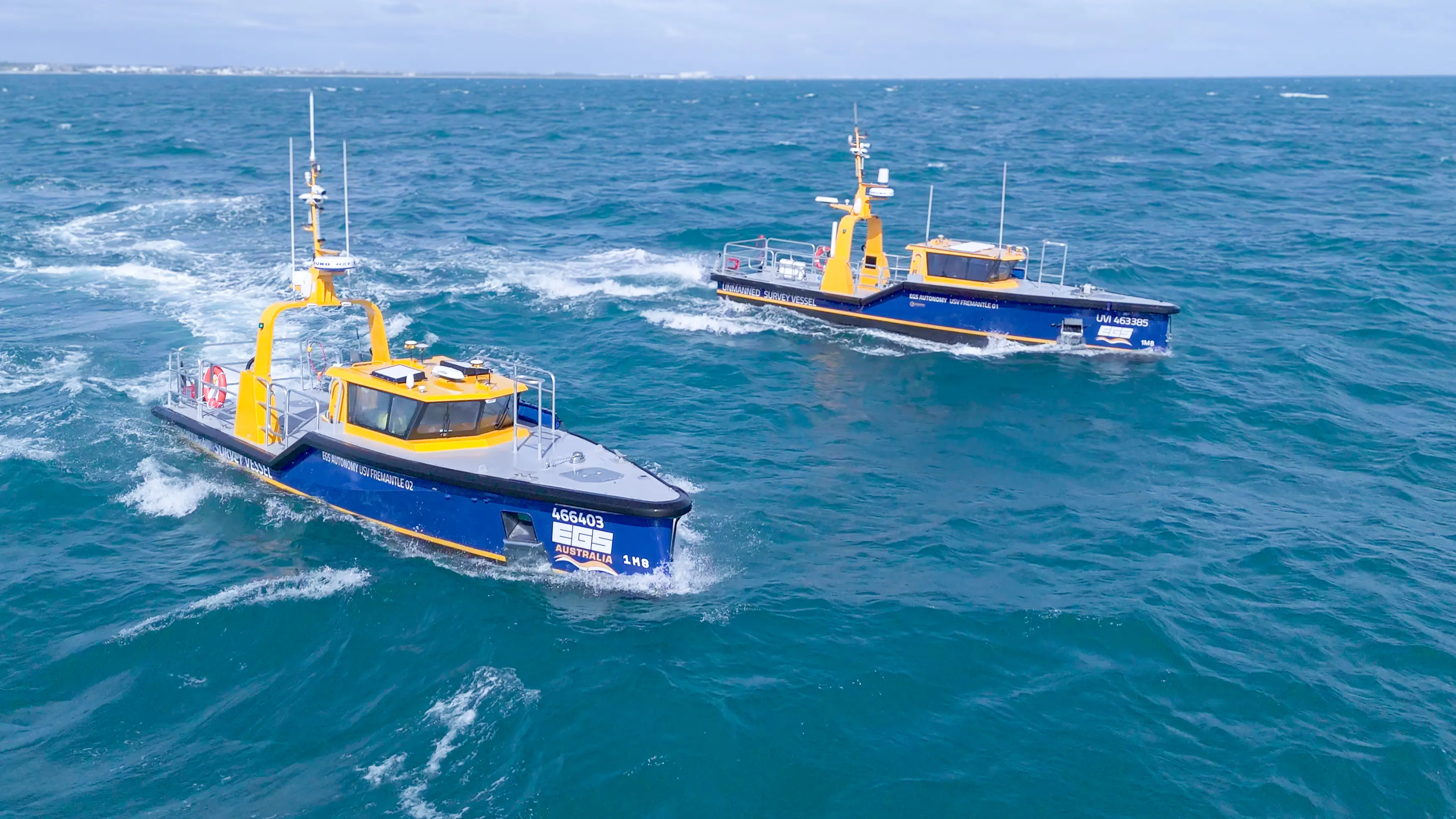 Fremantle-class USV on the water, purpose-built for survey industries